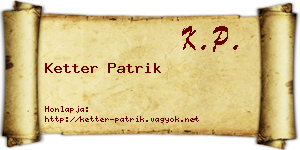 Ketter Patrik névjegykártya